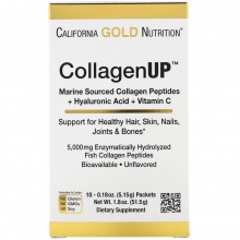  California Gold Nutrition Collagen UP 5000 Marine-Sourced Collagen Peptides + Hyaluronic A 10 